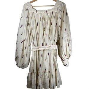 Elegant Cream Patterned Mini Dress